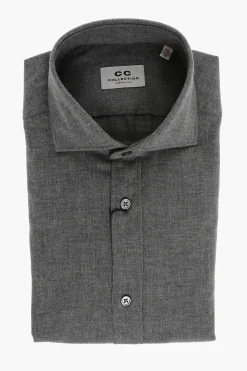 Clearance CC COLLECTION Camicia in Jersey di Cotone con Collo Francese Uomo Camicie
