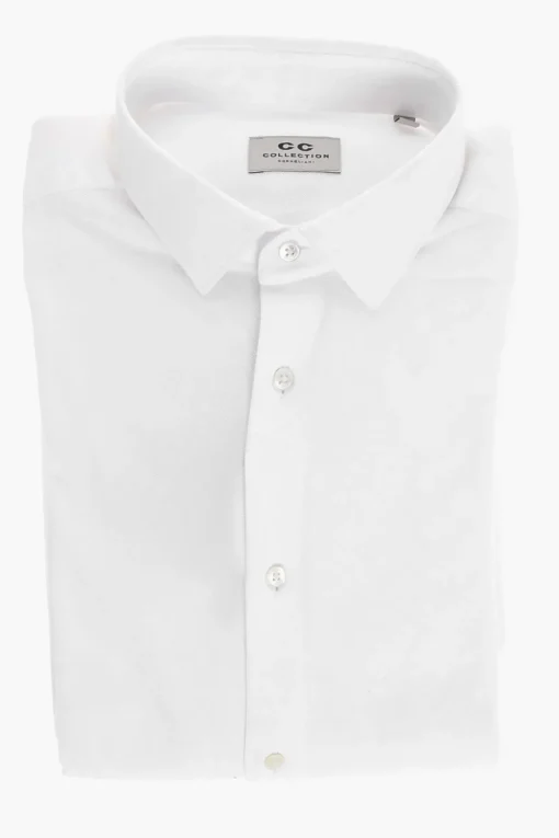 Clearance CC COLLECTION Camicia in Cotone Piquet con Collo Francese Uomo Camicie
