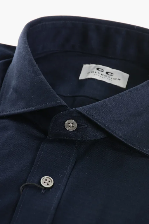 CC COLLECTION Camicia in Jersey di Cotone con Collo Francese>Corneliani Sale