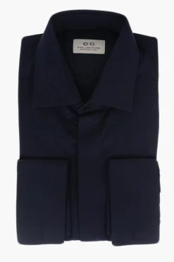 CC COLLECTION Camicia in Cotone Popeline con Abbottonatura Nascosta>Corneliani Fashion