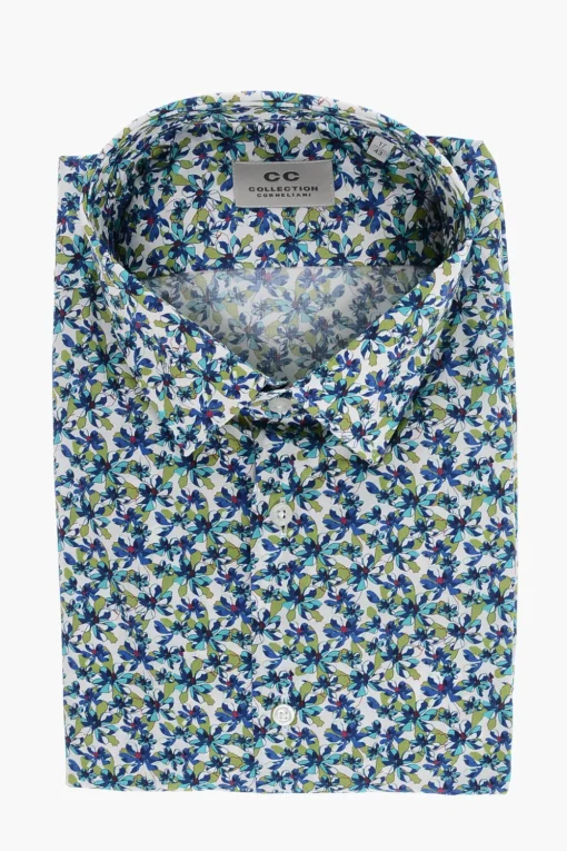CC COLLECTION Camicia in Popeline con Motivo Floreale>Corneliani New
