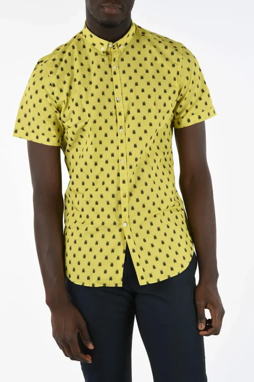 Discount CC COLLECTION Camicia SCARAB a Maniche Corte con Collo Button-down Uomo Camicie