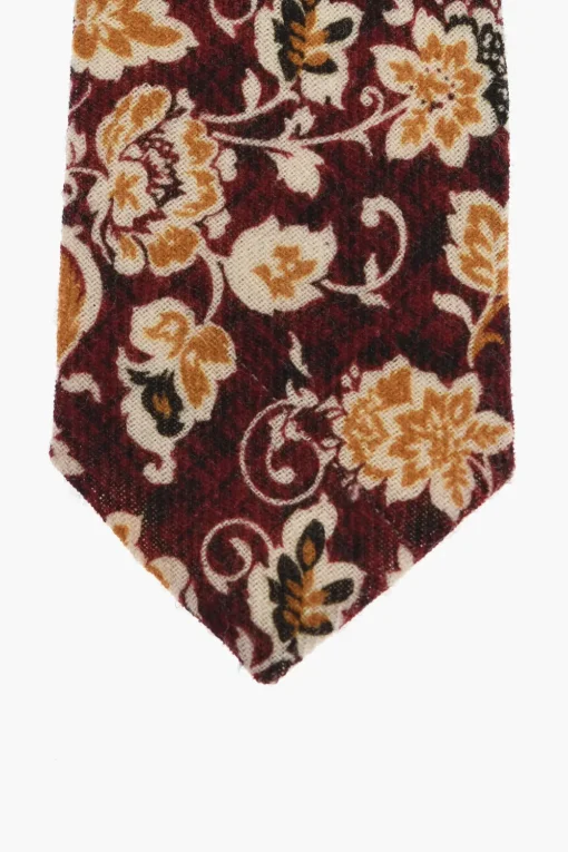 CC COLLECTION Cravatta in Lana con Motivo Floreale>Corneliani Fashion