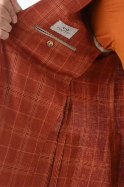 Online CC COLLECTION Giacca a 2 Bottoni RIGHT A Quadri Tartan In Lino con Spilla Uomo Giacche