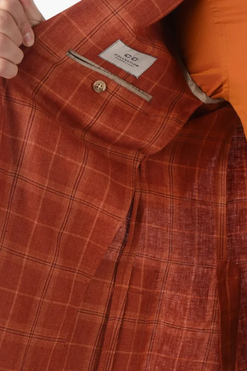 Online CC COLLECTION Giacca a 2 Bottoni RIGHT A Quadri Tartan In Lino con Spilla Uomo Giacche