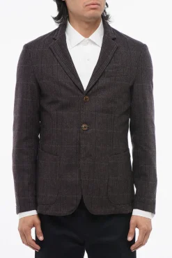 Outlet CC COLLECTION Giacca a 3 Bottoni Motivo Plaid Due Spacchi Revers Classico Uomo Giacche