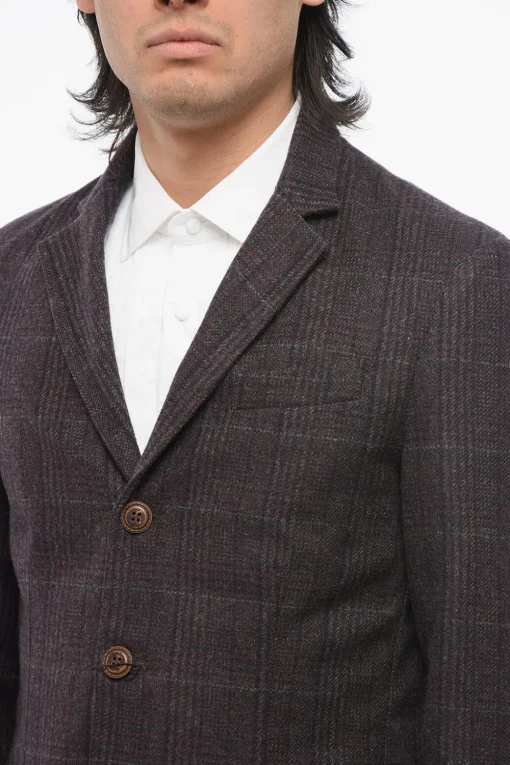 Outlet CC COLLECTION Giacca a 3 Bottoni Motivo Plaid Due Spacchi Revers Classico Uomo Giacche