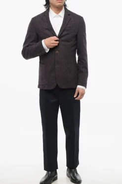 Outlet CC COLLECTION Giacca a 3 Bottoni Motivo Plaid Due Spacchi Revers Classico Uomo Giacche