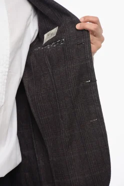 Outlet CC COLLECTION Giacca a 3 Bottoni Motivo Plaid Due Spacchi Revers Classico Uomo Giacche