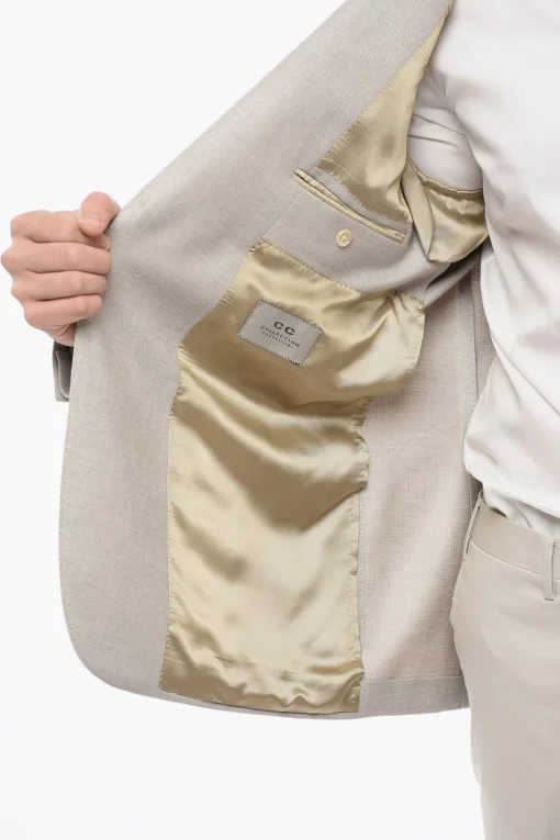Sale CC COLLECTION Giacca a 2 Bottoni in Seta e Lana Vergine con Tasche ad Aletta Uomo Giacche