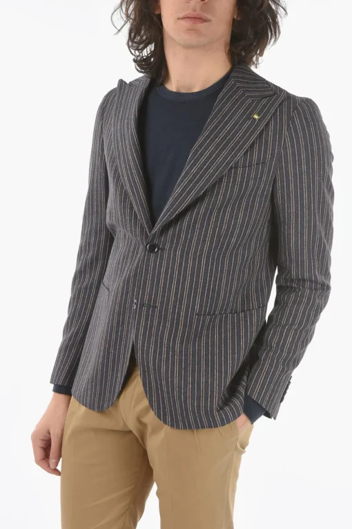 Best CC COLLECTION Giacca REWARD a Righe unbalanced con revers a lancia e tasca a toppa Uomo Giacche