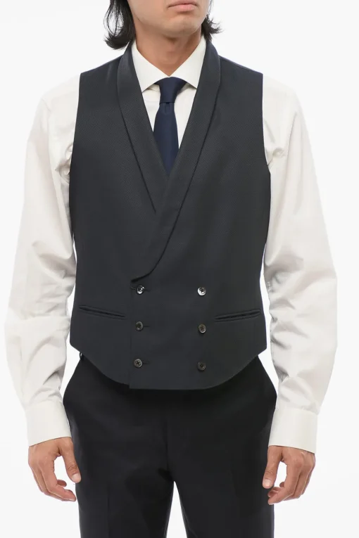 Best CC Collection Gilet a Doppio Petto in Tessuto Testurizzato Uomo Giacche