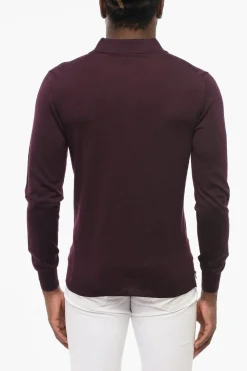 New CC COLLECTION Maglia in Lana a Tinta Unita con Collo a Polo Uomo Maglieria