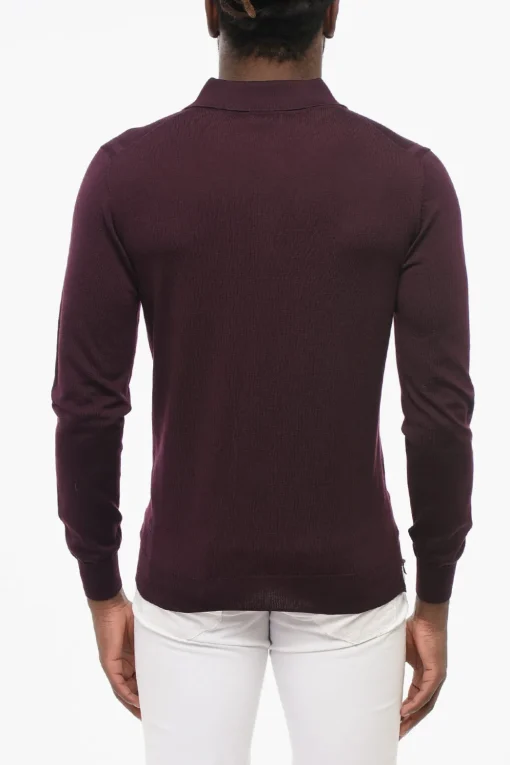New CC COLLECTION Maglia in Lana a Tinta Unita con Collo a Polo Uomo Maglieria