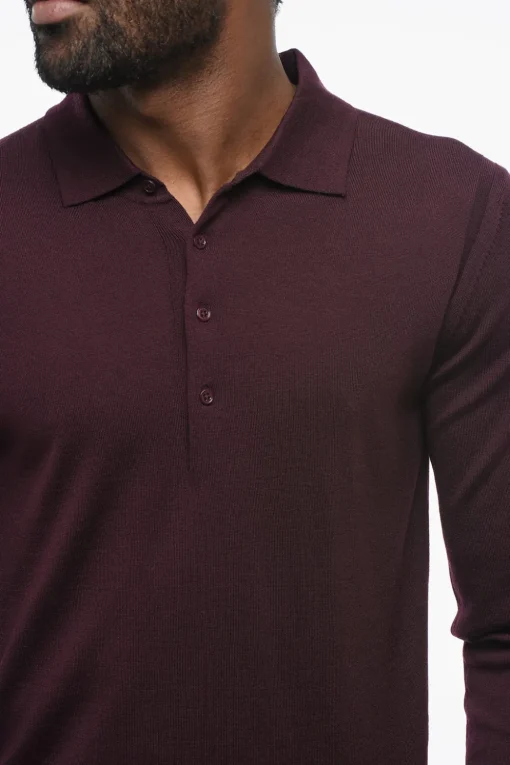 New CC COLLECTION Maglia in Lana a Tinta Unita con Collo a Polo Uomo Maglieria