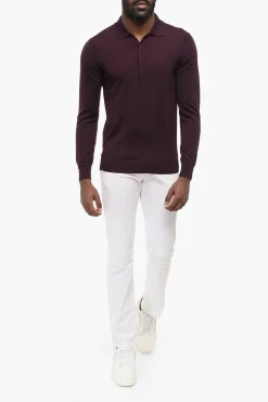 New CC COLLECTION Maglia in Lana a Tinta Unita con Collo a Polo Uomo Maglieria