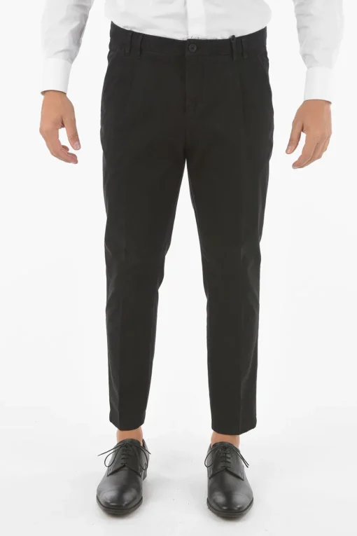Sale CC COLLECTION Pantaloni Chino a Una Pince in Cotone Stretch Uomo Pantaloni