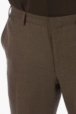 CC COLLECTION Pantaloni Chino REWARD in Lana Vergine con Motivo in Pied de Poule></noscript>Corneliani Outlet