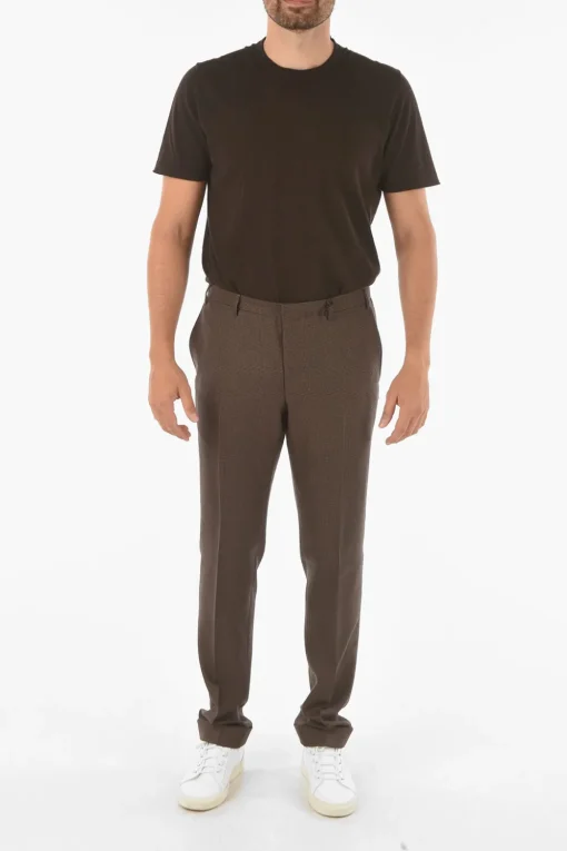 CC COLLECTION Pantaloni Chino REWARD in Lana Vergine con Motivo in Pied de Poule>Corneliani Outlet