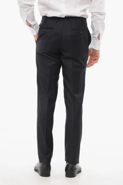 CC COLLECTION Pantaloni in Lana Vergine con Chiusura a Scomparsa>Corneliani Fashion