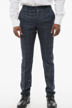 CC COLLECTION Pantaloni in Misto Seta con Motivo Plaid>Corneliani Outlet