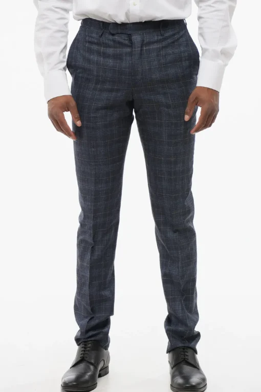 CC COLLECTION Pantaloni in Misto Seta con Motivo Plaid>Corneliani Outlet