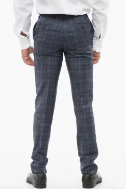 CC COLLECTION Pantaloni in Misto Seta con Motivo Plaid>Corneliani Outlet