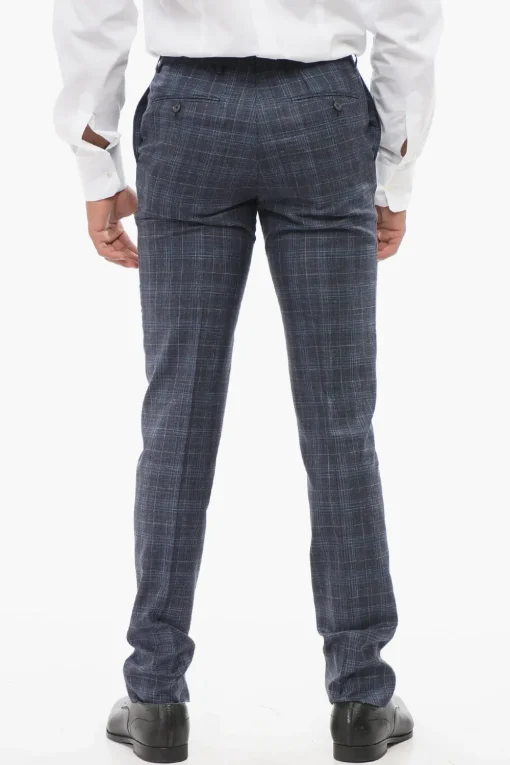 CC COLLECTION Pantaloni in Misto Seta con Motivo Plaid>Corneliani Outlet
