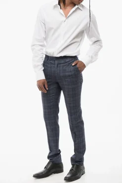 CC COLLECTION Pantaloni in Misto Seta con Motivo Plaid></noscript>Corneliani Outlet