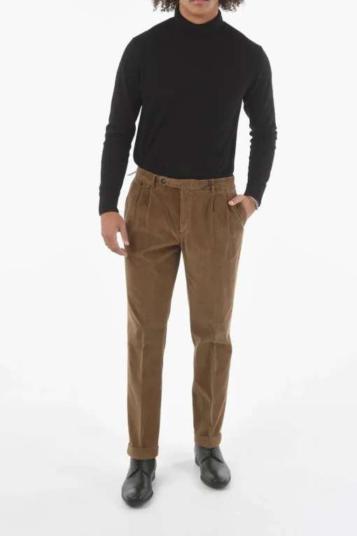 CC COLLECTION Pantaloni in Velour a Coste a 2 Pinces>Corneliani Clearance