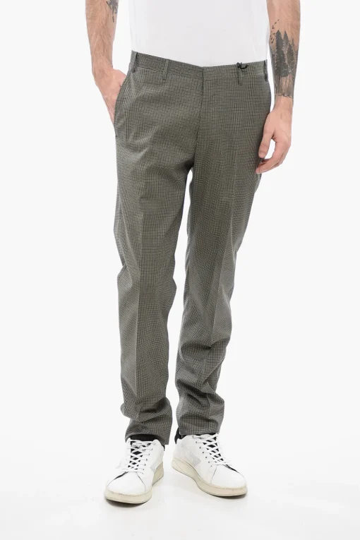 CC COLLECTION Pantaloni RESET in Lana Vergine a Quadretti>Corneliani Sale