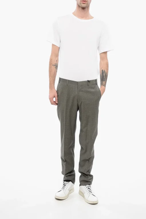 CC COLLECTION Pantaloni RESET in Lana Vergine a Quadretti>Corneliani Sale