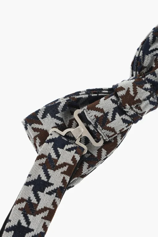 New CC COLLECTION Papillon in Seta Motivo Pied de Poule Uomo Cravatte