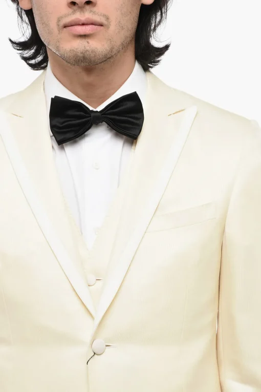 Outlet CERIMONIA Abito 3 Pezzi in Lana e Seta con Rever a Lancia Uomo Completi