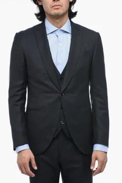 Discount CERIMONIA Abito 3 Pezzi in Misto Lana Pin Point Uomo Completi