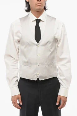 Sale CERIMONIA ACADEMY Gilet in Raso di Seta con Tasche a Filo Uomo Giacche
