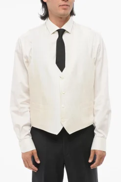Sale CERIMONIA ACADEMY Gilet in Raso di Seta Testurizzato Uomo Giacche