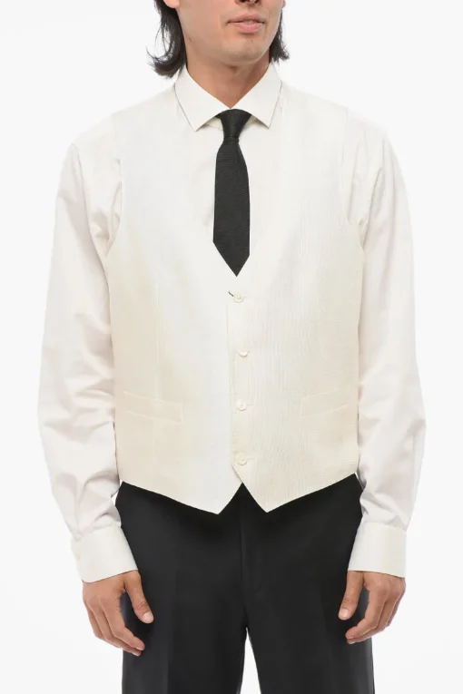 Sale CERIMONIA ACADEMY Gilet in Raso di Seta Testurizzato Uomo Giacche