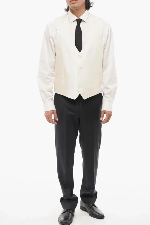 Sale CERIMONIA ACADEMY Gilet in Raso di Seta Testurizzato Uomo Giacche