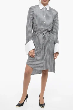 Chemisier a Righe Asimmetrico con Maxi Polsini>J.W.Anderson Outlet