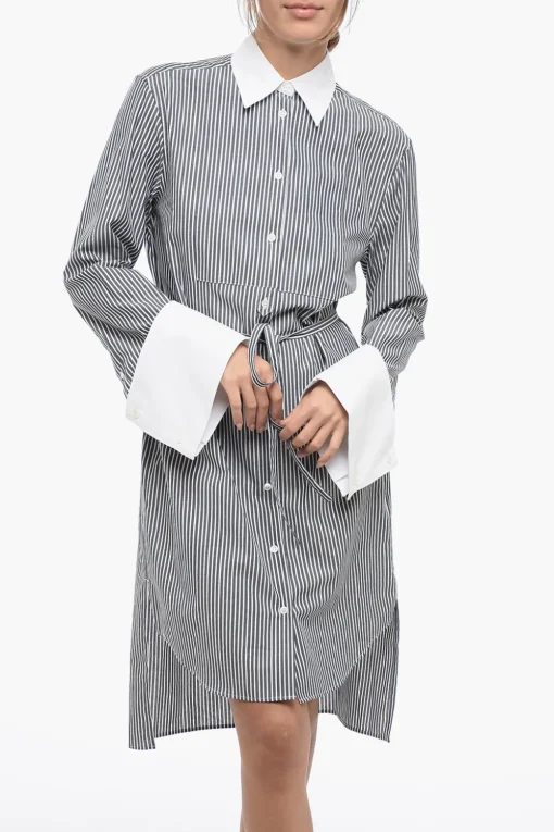 Chemisier a Righe Asimmetrico con Maxi Polsini>J.W.Anderson Outlet