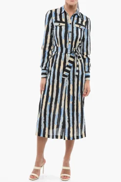 Chemisier ASSENTE a Righe con Doppio Taschino e Cintura>Pinko Best