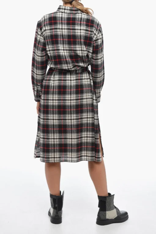 Discount Chemisier HERITAGE GAUZE in Misto Lana con Cintura Donna Vestiti