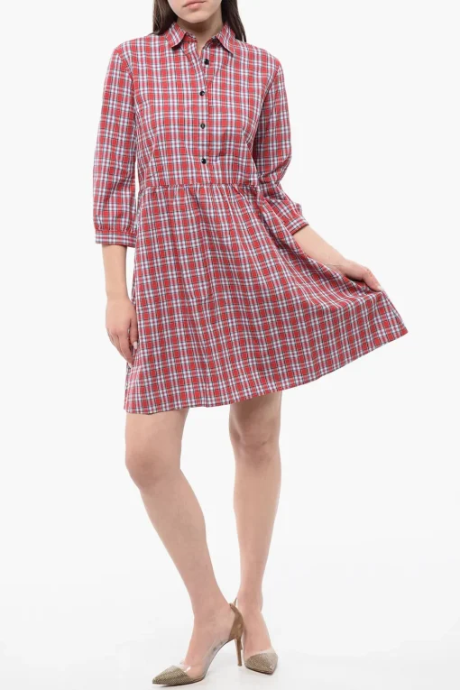 Chemisier in Cotone Plaid Check con Maniche 3/4>Woolrich Hot