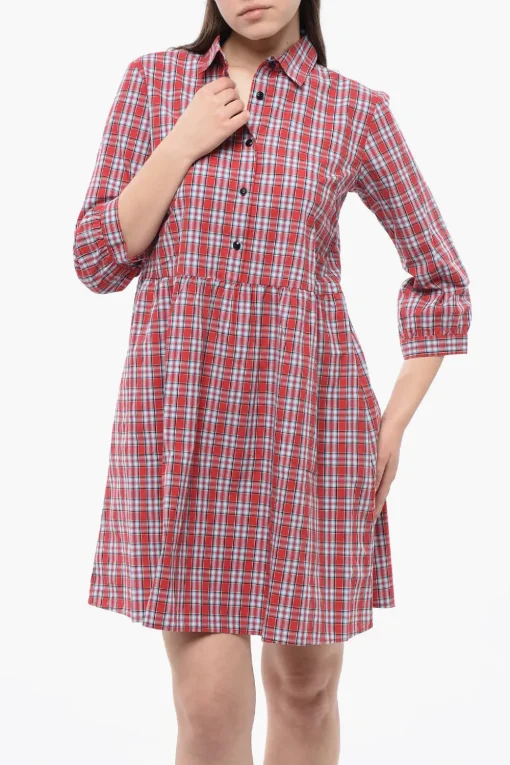 Chemisier in Cotone Plaid Check con Maniche 3/4>Woolrich Hot