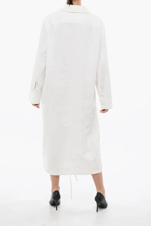Discount Chemisier in Lino Spalmato con Coulisse Donna Vestiti