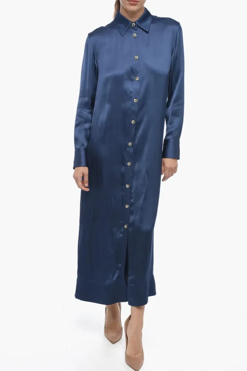 Online Chemisier in Satin a Manica Lunga Donna Vestiti