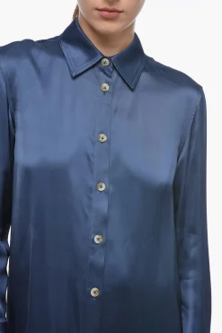 Online Chemisier in Satin a Manica Lunga Donna Vestiti