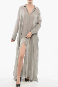 Clearance Chemisier Svasato con Abottonatura Nascosta Donna Vestiti