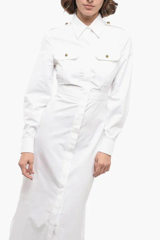 Chemisier Svasato in Popeline con Tasche Utility>Alexander McQueen Fashion